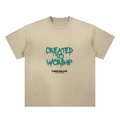 Created to Worship T-Shirt (Hand-Frayed & Sunfade Paint Splatter)
