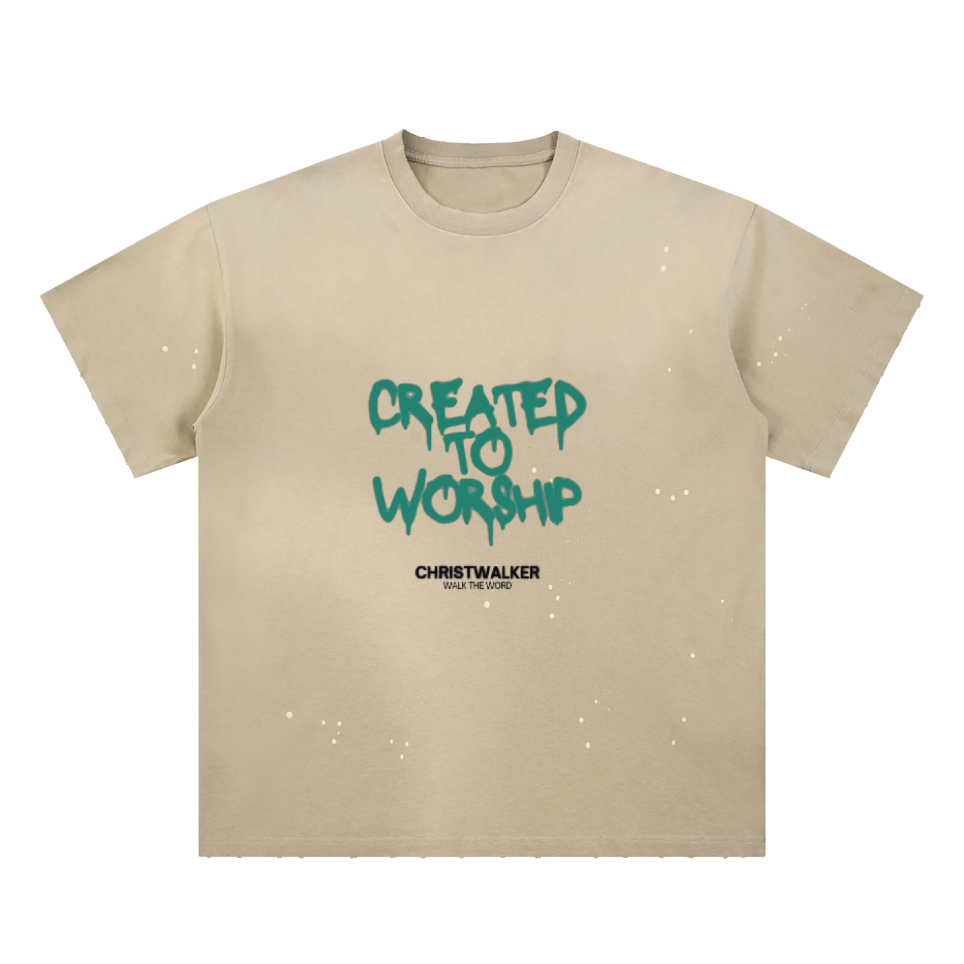 Created to Worship T-Shirt (Hand-Frayed & Sunfade Paint Splatter)