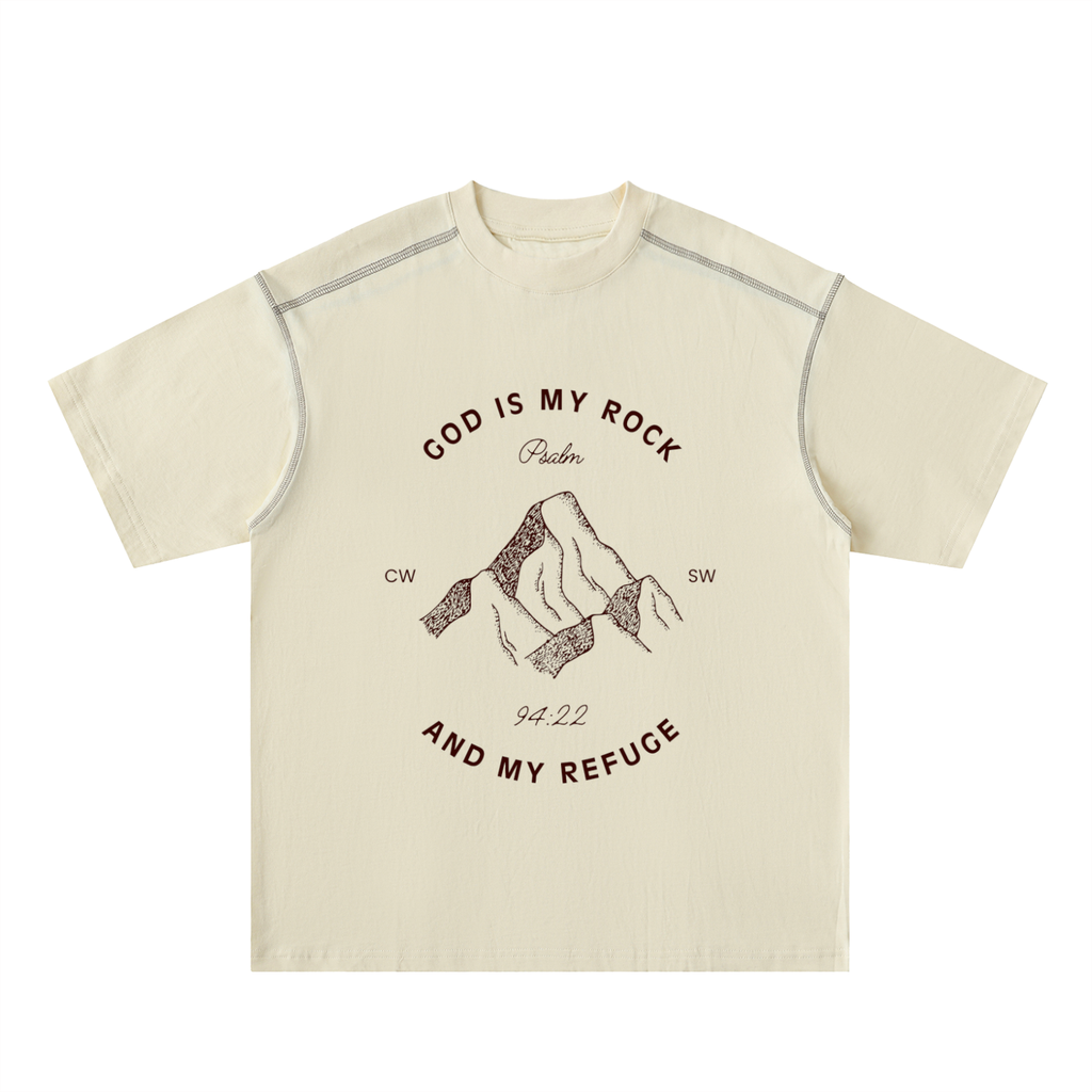 God is my Rock Tshirt (Oversized & Contrast-Stitched)